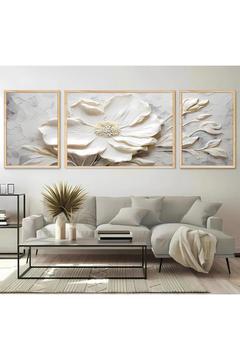 Ahşap Çerçeveli 3 Lü Soyut Tablo Home Ev Salon Oturma Odası Yatak Odası Balkon Dekor Qmrc45