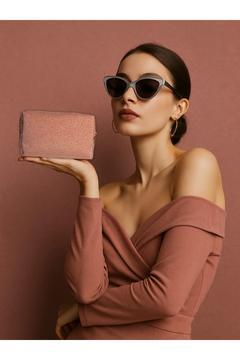 Kadın Simli Pembe Makyaj Çantası