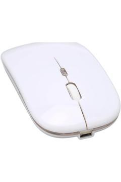 İkisi Birarada Şarjlı Mouse  Bluetooth V5.1 & Wireless 2,4ghz Sessiz Kablosuz Mouse Beyaz