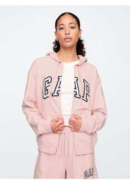 Gap Kadın Pembe Gap Logo Relaxed Fermuarlı Sweatshirt