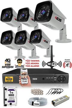 6 Kameralı Set - 5mp Sony Lensli Fullhd Gece Görüşlü Güvenlik Kamerası Sistemi - 2027-set6-1tb