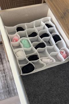 30 Gözlü Petek Organizer - Kumaş - Çekmece İçi - 40 x 35 - Beyaz