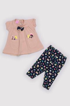 Bebek 5 Al 4 Öde Yenidoğan Çocuk Kız Yazlik Pamuklu Çiçek Nakisli Fiyonklu Body Tayt 2li Takim 13633