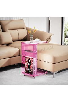 Tuva Reklam Şeffaf Akrilik Pleksi Yeni Nesil Modern Tekerlekli C Sehpa (ÇOKLU RENK/MONTAJLIDIR)