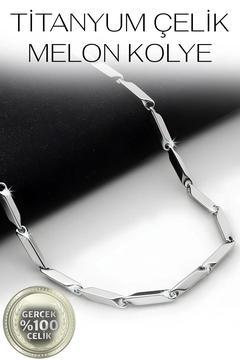 Çelik Kolye Erkek Gümüş Titanyum Melon Kararmaz Zincir Kolye