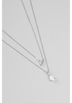 So CHIC Damla Taşlı 18 Ayar Beyaz Altın Kaplama 42 cm Gümüş Kolye