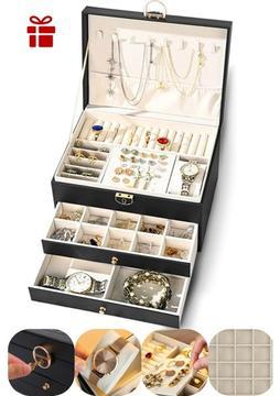 Ecrou Modern 2 Çekmeceli Takı Mücevher Kutusu Organizer Düzenleyici Siyah 13 X 23 X 10 Cm