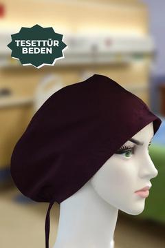 Bordo Doktor Hemşire Aşçı Cerrahi Bone Hastane Anne Bone Iş Bandanası Pamuklu Kumaş Lastikli