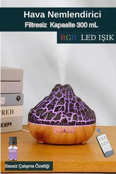 Ultrasonik Hava Nemlendirici Buhar Makinası Filtresiz Led Işık 360ml Volkanik Alev