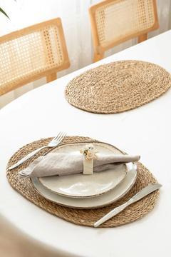 Kayla - 6 Adet Oval %100 Doğal Hasır Amerikan Servis Supla, Sofra Servis Sunum