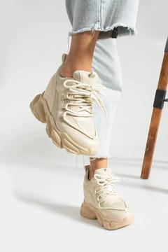 kadın fileli gizli topuklu spor ayakkabı