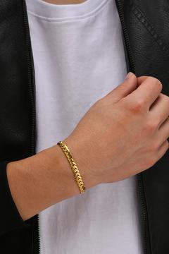 Paslanmaz Çelik Sarı Ejder Pulu Bileklik. - Ithal Kararmaz Çelik