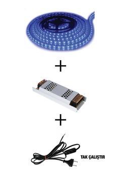 İnformed 3 Çipli Iç Mekan Mavi Renk 5 Metre Şerit Led Işık 5 Amper Led Trafosu Kablo