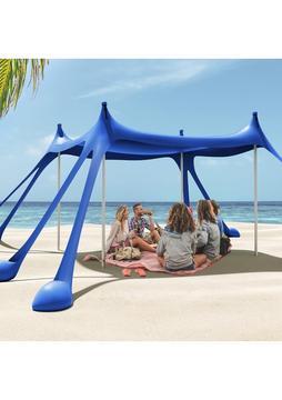 Haegs Plaj Gölgelik Tente Deniz Çadırı UPF50 Güneş Koruma Plaj Şemsiyesi 250X250CM Derin Mavi