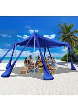 Haegs Plaj Gölgelik Tente Deniz Çadırı Sahil Plaj Şemsiyesi Kanopy UPF50 Koruma 300X300CM Derin Mavi