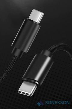 Samsung Oppo Reeder Huawei Için Örgülü Type C To Type C Hızlı Şarj Kablosu Siyah 1,2m