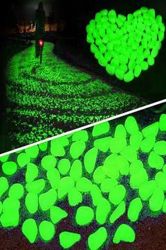 50'li Fosforlu Çakıl Taşı Vazo Saksı Bahçe Dekorasyon Süsleme Taşları Karanlıkta Işık Veren Fosforlu