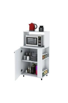 Mikrodalga fırın dolabı 2 bölmeli tekerlekli mutfak dolabı seti  vega