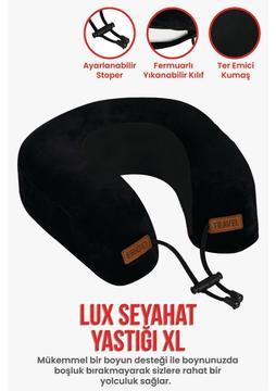 Lux Ortopedik Seyahat Yastığı Visco Boyun Destekli Seyahat Yastığı - Siyah | Ergo Travel