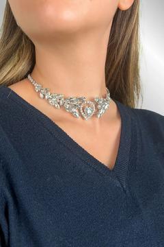 Kadın Riflesso Model Kristal Zirkon Taşlı Gümüş Kaplama Pırlanta Abiye Elbise Kombin Gerdanlık Kolye