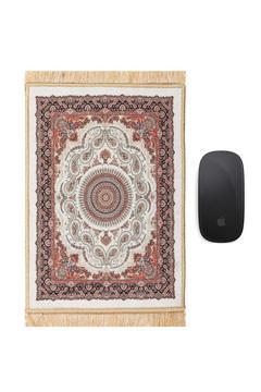 Ekru Dekoratif Küçük Halı Mousepad