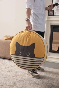 Dekoratif Çok Amaçlı Kedi Yatağı, Bahçe, Balkon , Piknik, Kamp Yer Minderi İç Dolgulu, Puf Yastık