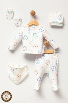 Renkli Ayı Silüetli 5'li Yenidoğan Bebek Hastane Çıkış Seti