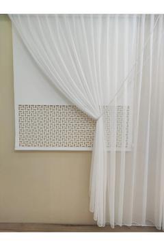 Tek Kanat Yağmur Desenli Ince Keten Dokulu 1-2 Seyrek Pileli Halatlı Kruvaze Tül Perde