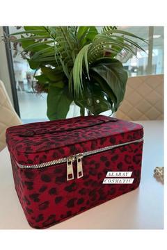 Vip Tasarım Kozmetik Çantası Leopar Ve Rugan Deri Aynalı Premıum Kalıte