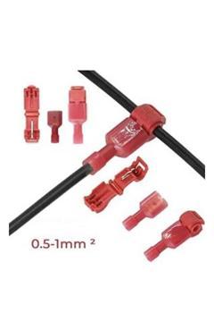 5 takim T Tip Hızlı Kolay Kablo Ekleme Aparatı Terminal Konnektör Klips Klemens kirmizi 0,5-1,5 mm2