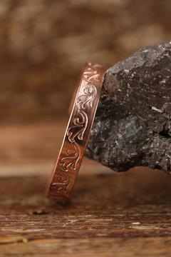El Yapımı Motifli Saf Bakır Unisex Bileklik SM-B-0315