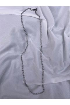 Erkek Gümüş Gri Renk Burgu Zincir Çelik Kolye