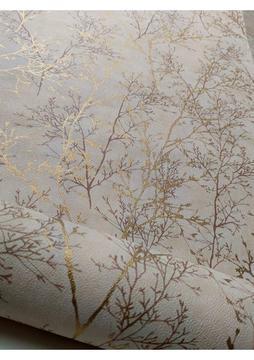 Krem Üzerine Gold Gül Kurusu Dallı Silinebilir Duvar Kağıdı 5 M²