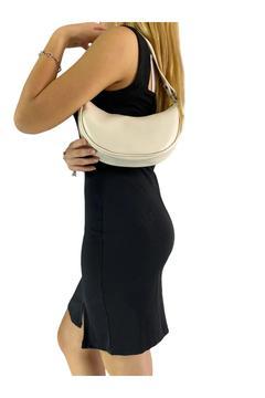 Berende Krem Fermuarlı Baget Kadın El Kol Ve Omuz Çantası