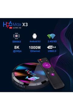 H96 Max X3 Akıllı Tv Kutusu Android 9.0 8k Medya Oynatıcı Amlogic S905x3 4gb Ram/32 Gb Rom