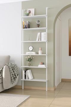 6 Raflı Beyaz Kitaplık | Beyaz Profil | Dekoratif Duvar Rafı | 60x20 Ebatında Ahşap