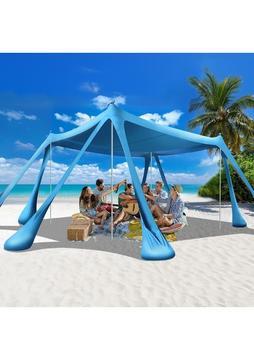 Haegs Plaj Gölgelik Tente Deniz Şemsiyesi Bahçe Gölgeliği Güneşlik Kamp Piknik 300X300CM Açık Mavi