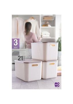 Mowo Home Trove Beyaz 21 Lt Çok Amaçlı Dolap Içi Düzenleyici Kapaklı Kutu, Dekoratif Saklama Kutusu