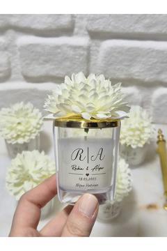 Beyaz Çiçek Süslemeli Mika Shot Bardak Mum (15'li Set)DÜĞÜN-NİKAH-NİŞAN-SÖZ-KINA-HEDİYELİK