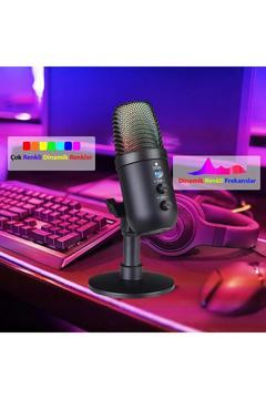 Profesyonel Kardioid RGB Oyuncu Stüdyo Kayıt Kablolu Podcast Mikrofonu