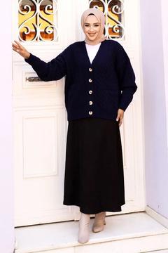 Düğmeli Cepli Triko Hırka TSD240716 Lacivert