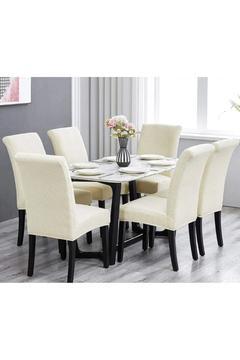 6'lı Sandalye Kılıfı Krem Renk Likralı Yıkanabilir