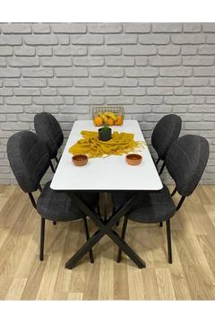 Masa Takımı, Yemek Masası, Mutfak Masası, Balkon Masası - 70x110 Beyaz