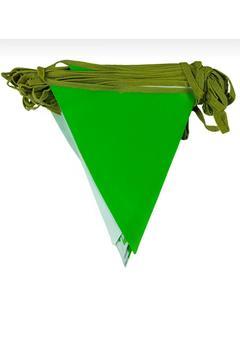 25 Metre Branda Üçgen Flama Bayrak Açık Yeşil Ve Beyaz Ipe Dizili Vinil Süsleme Bayrağı