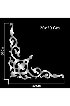 Dekoratif Yapışkanlı Mobilya Dolap Süsü Bordür 20 X 20 Cm Köşe Aynalı Pleksi 4 Adet Gold Gümüş