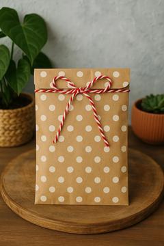 100 Adet 12x20 cm Küçük Boy Puantiyeli Kraft Hediye Kutusu