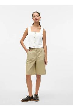 Vero Moda V Yaka Dar Beyaz Kazak Kadın VMWILLOW SL V-NECK POLO TOP