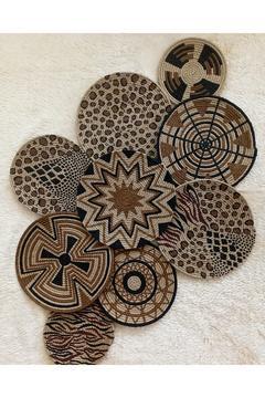 El Yapımı Afrikan Tabak Etnik Hasır Tabak Seti Bohem Duvar Dekoru Afrika Tabak