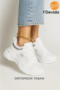 Kadın Beyaz Spor Ayakkabı Yüksek Taban Günlük Sneaker