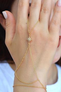 Zirkon Taş Kuzey Yıldızlı İnce Zincirli Şahmeran Gold Renkli